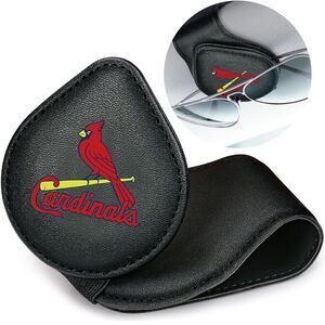 MLB St Louis Cardinals Sunglass Holder for Car Black Leather NWT